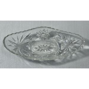 Vintage Anchor Hocking Small Relish‎ Boat, Prescut Clear Pattern 9 1/4"